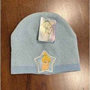 Disney Fairies Tinkerbell Girls size 4-6  blue knitted beanie hat
